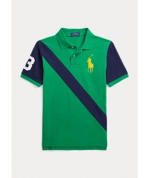 Polo Ralph Lauren Green With Navy Diagonal Big Pony Polo Shirt 